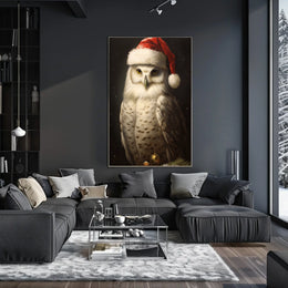 Festive Owl In Santa Hat Poster