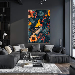 Vibrant Nature Wall Art Print with Bird Design