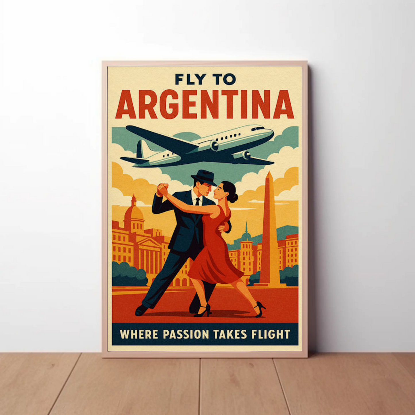 Fly To Argentina Dance And Skyline Travel Poster
