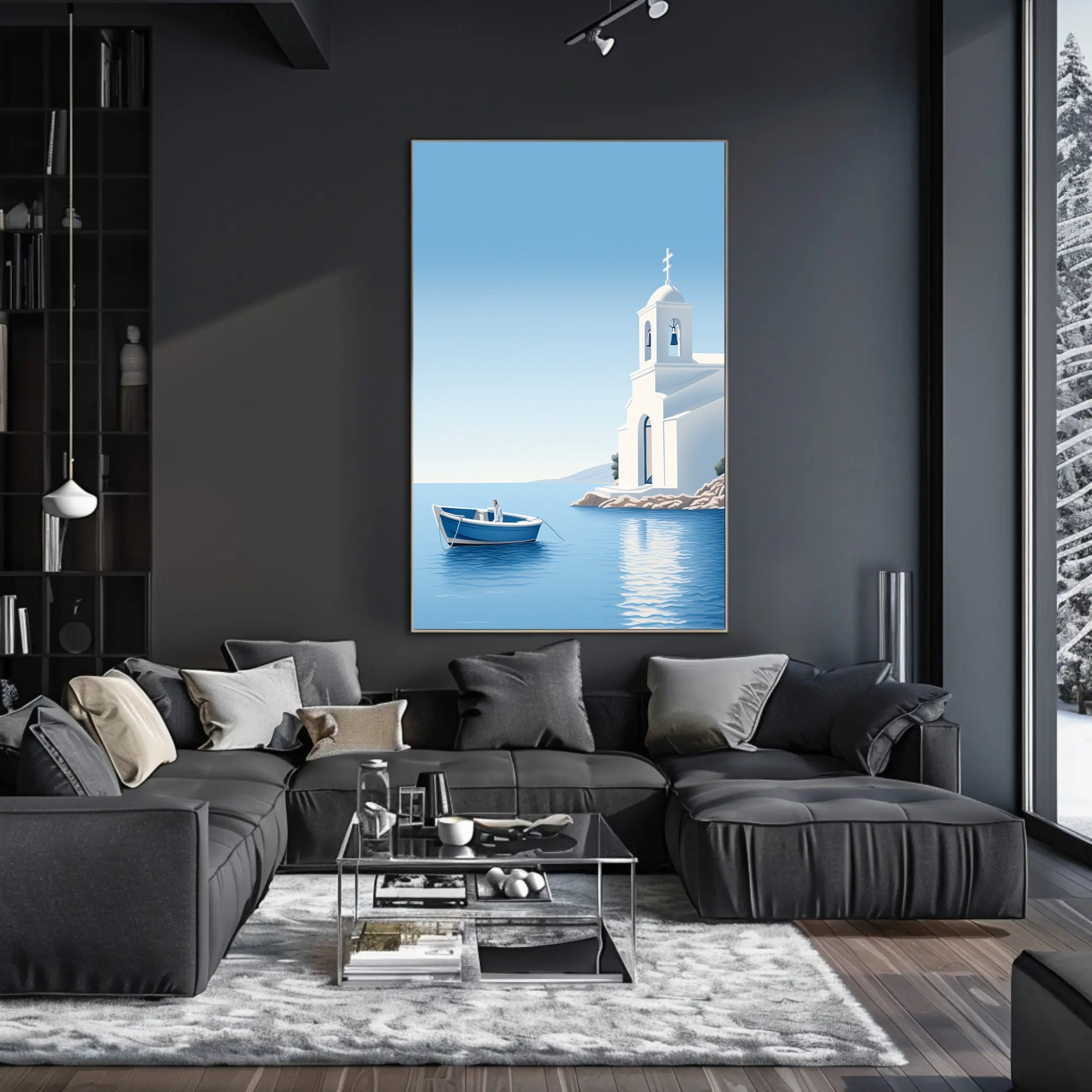 Mediterranean Escape Blue Coastal Scene Travel Poster