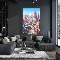 Futuristic Cityscape with Flying Cars Sci-Fi Poster