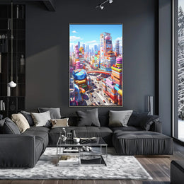 Futuristic Cityscape with Flying Cars Sci-Fi Poster