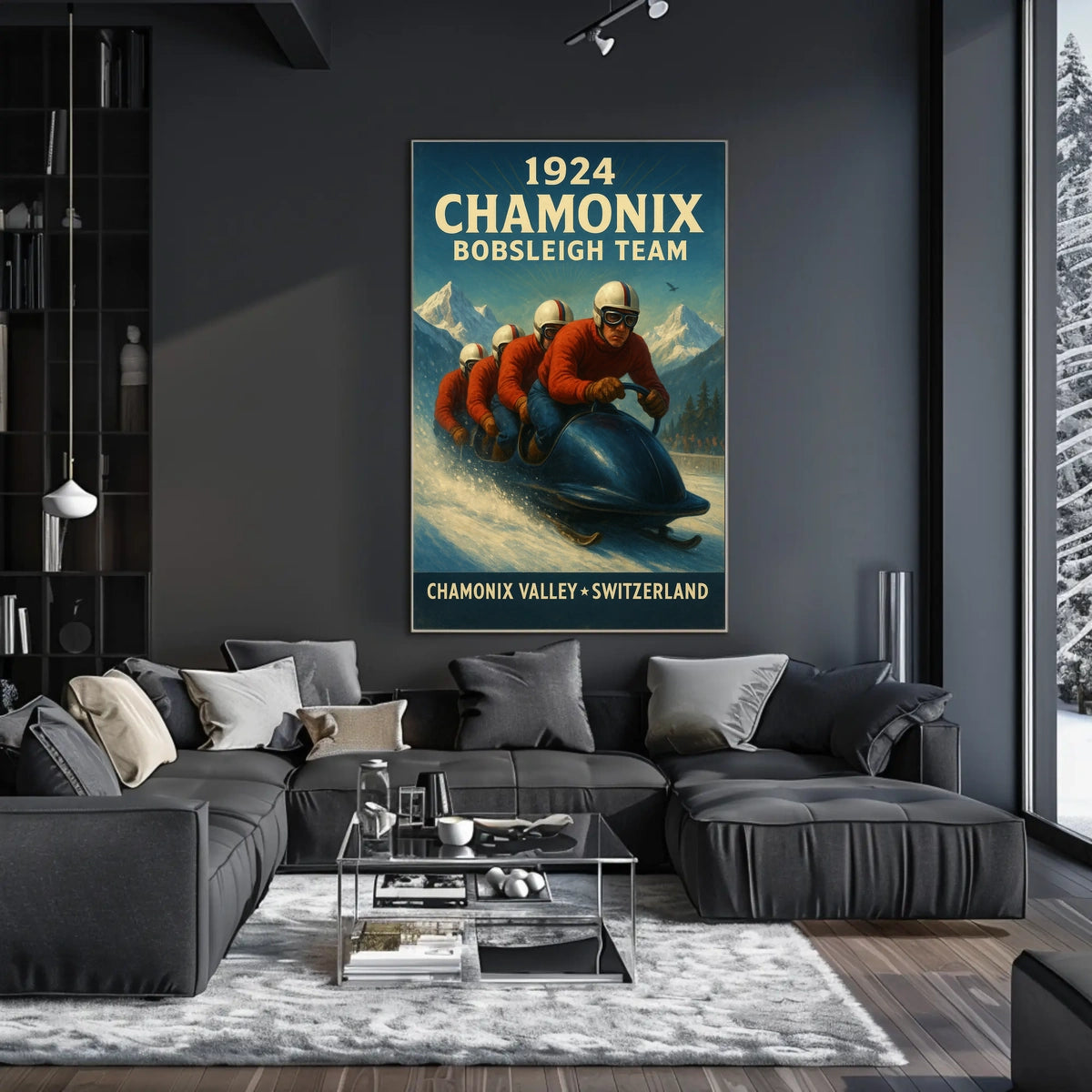 1924 Chamonix Bobsleigh Team Poster
