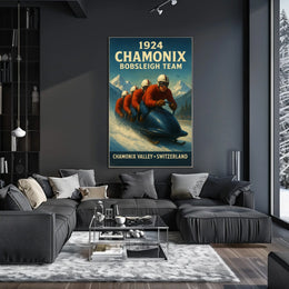 1924 Chamonix Bobsleigh Team Poster