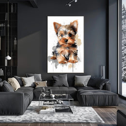 Yorkie Portrait Poster Cute Watercolor Wall Art