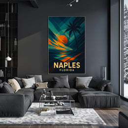 Naples Florida Sunset Vibes Poster Wall Art 18x24 Inches