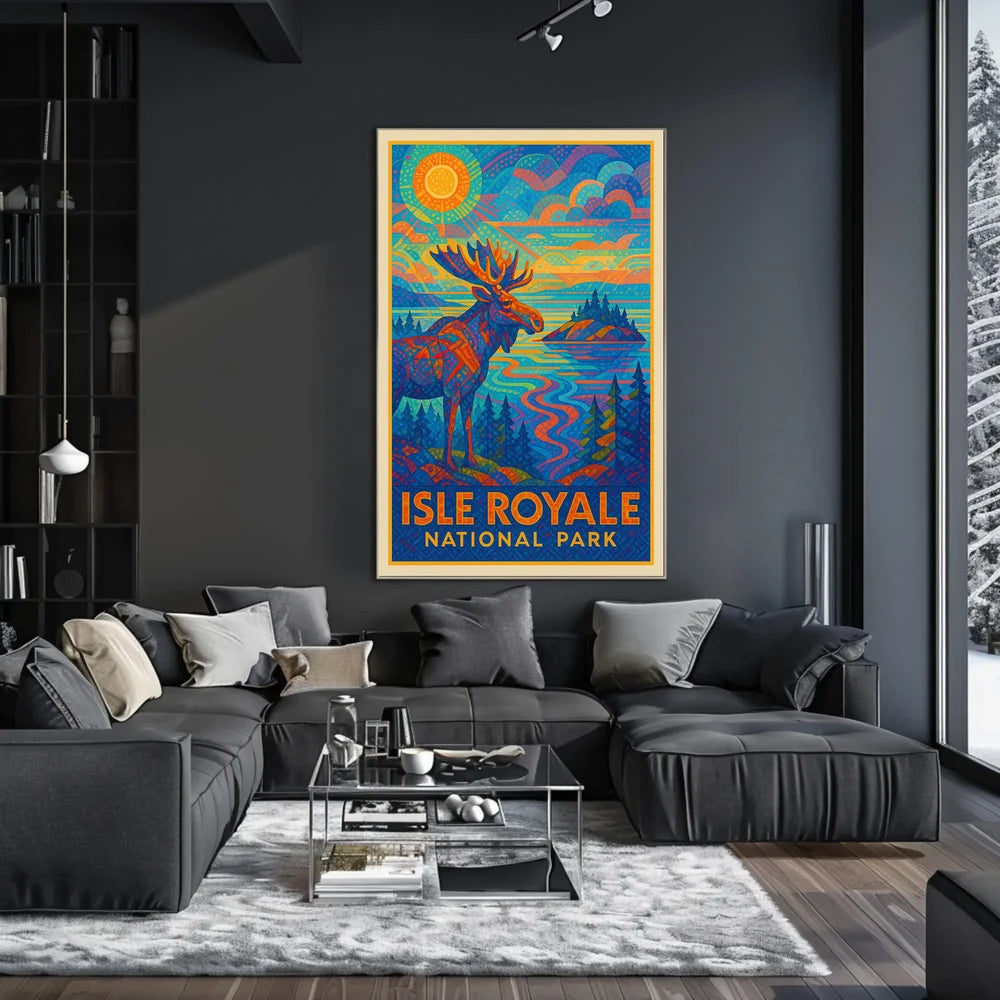 Isle Royale National Park Moose Wildlife Scenic Poster