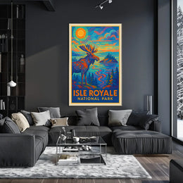 Isle Royale National Park Moose Wildlife Scenic Poster