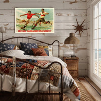 Dynamic Vintage Football Match Scene Poster