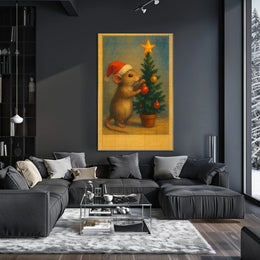 Holiday Mouse And Christmas Tree Poster