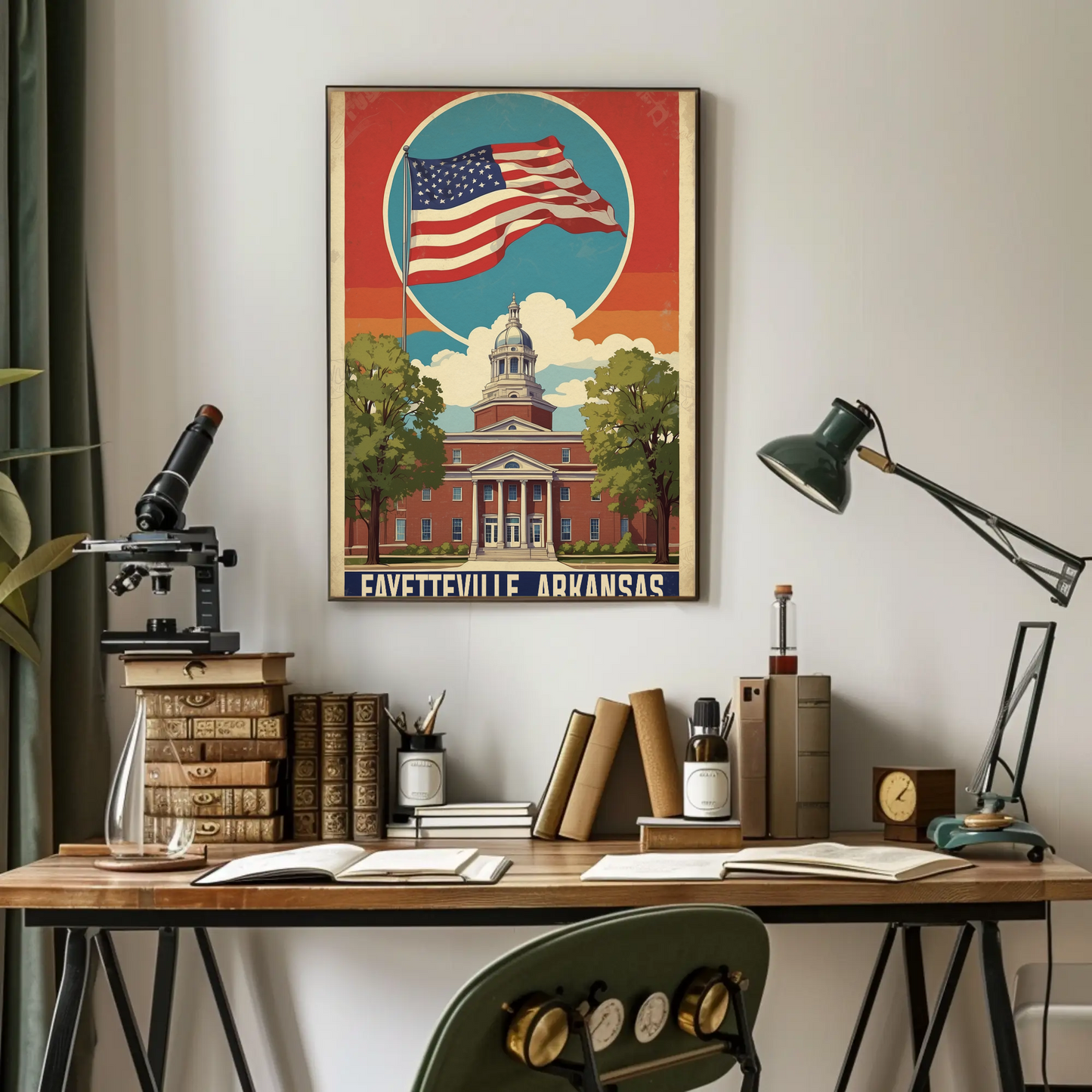 Fayetteville Arkansas Capitol Building Vintage Travel Poster