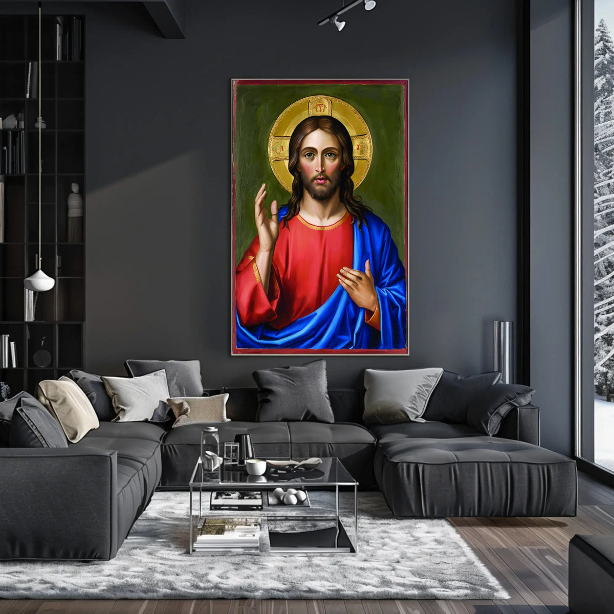 Iconic Portrait of Jesus Christ Poster
