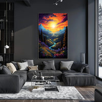 Vibrant Fantasy Landscape Sunrise Sunset National Park Poster