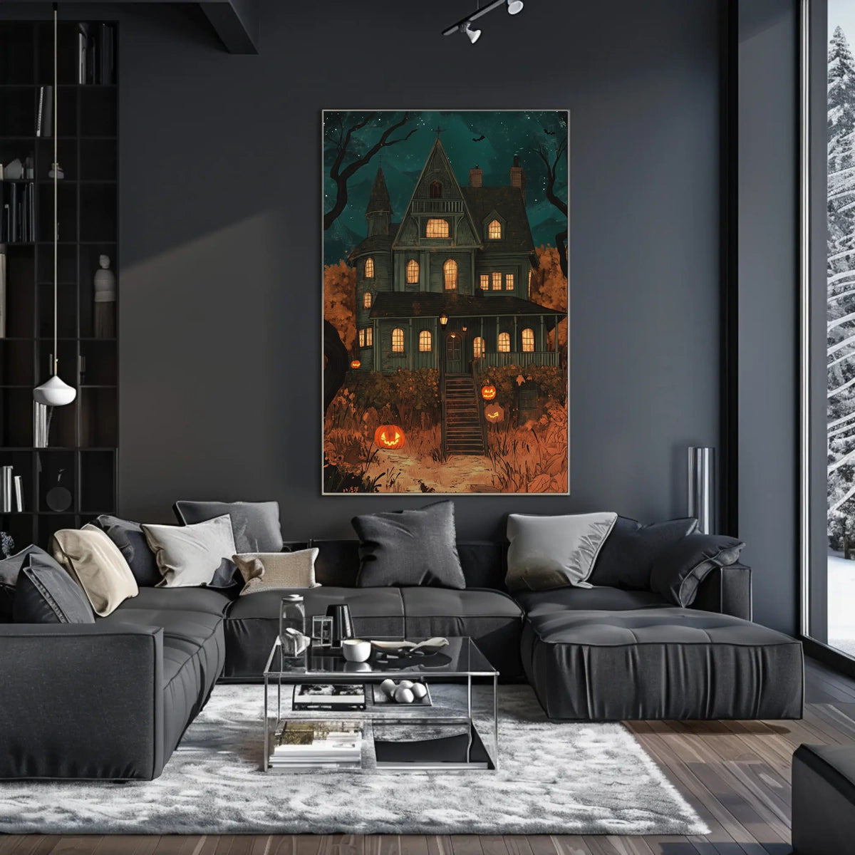 Spooky House Halloween Haunted Jack-o-lanterns Night Poster