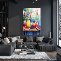 Bright Lemonade Stand Watercolor Scene 18x24 Poster