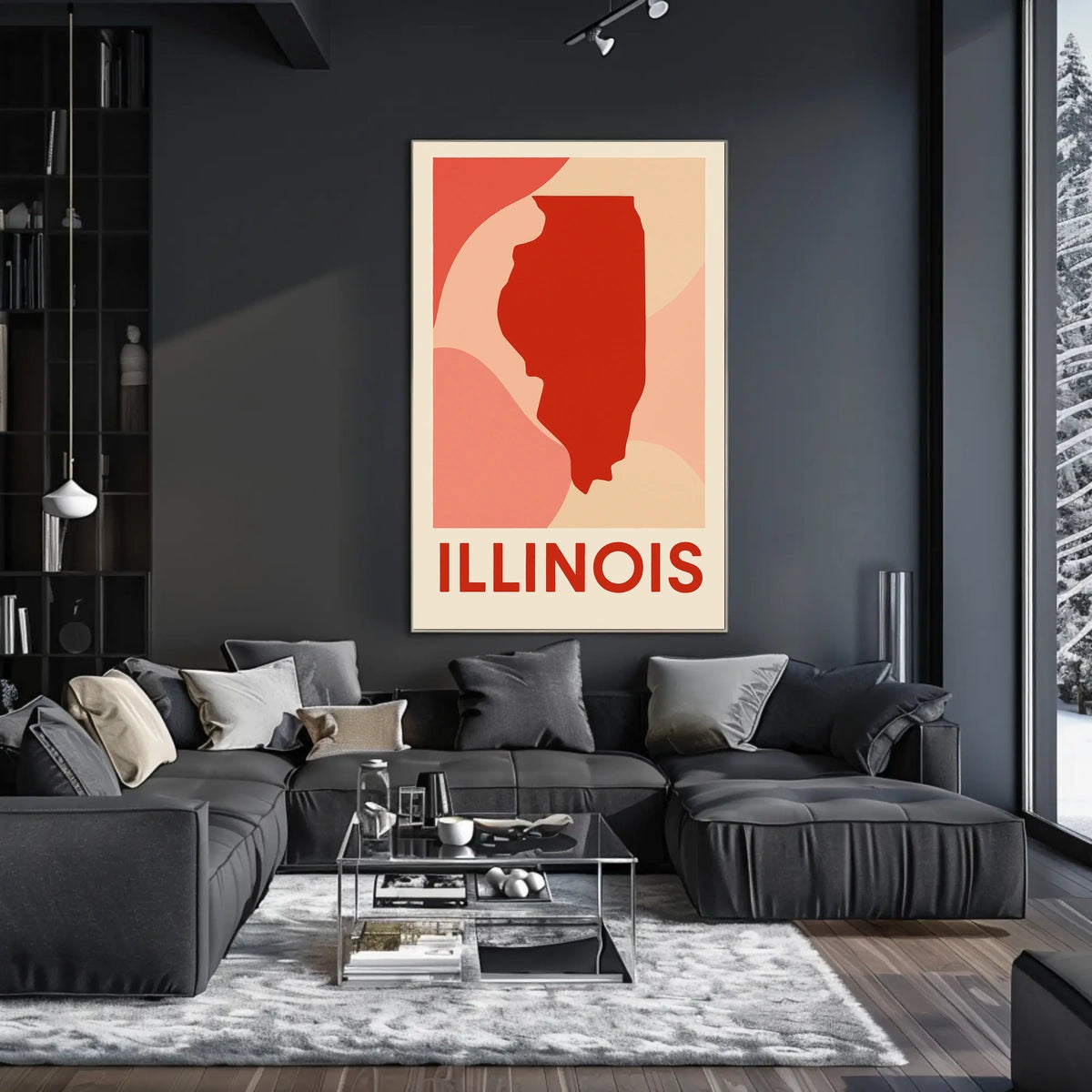 Illinois State Silhouette Poster