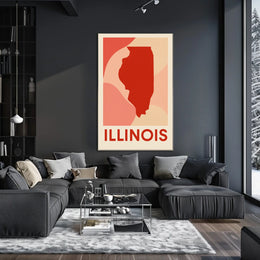 Illinois State Silhouette Poster