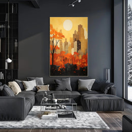 Cityscape Meets Nature in Vibrant Urban Artistry Poster