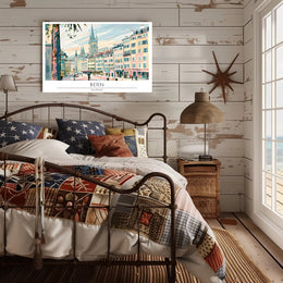 Bern Cityscape Illustration Poster PosterGoat