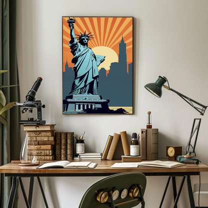 Statue of Liberty New York Vintage Travel Poster