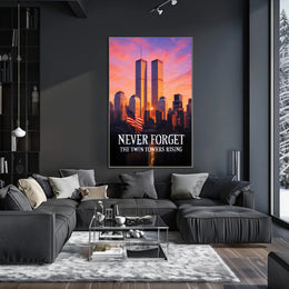 Never Forget The Twin Towers Rising Poster PosterGoat