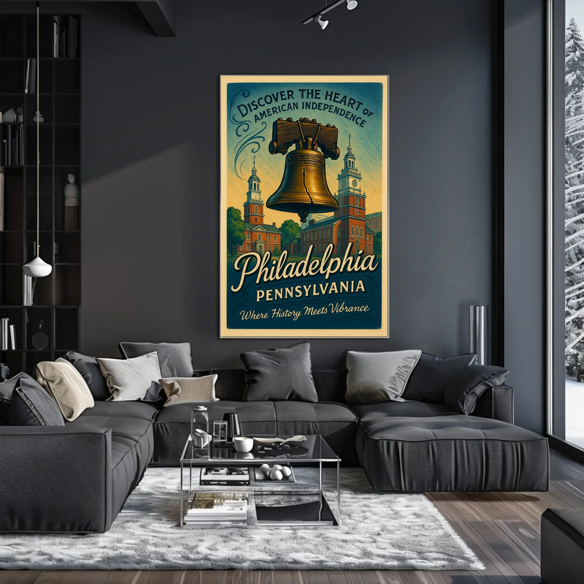 Philadelphia Independence Vintage Poster: Liberty Bell Art