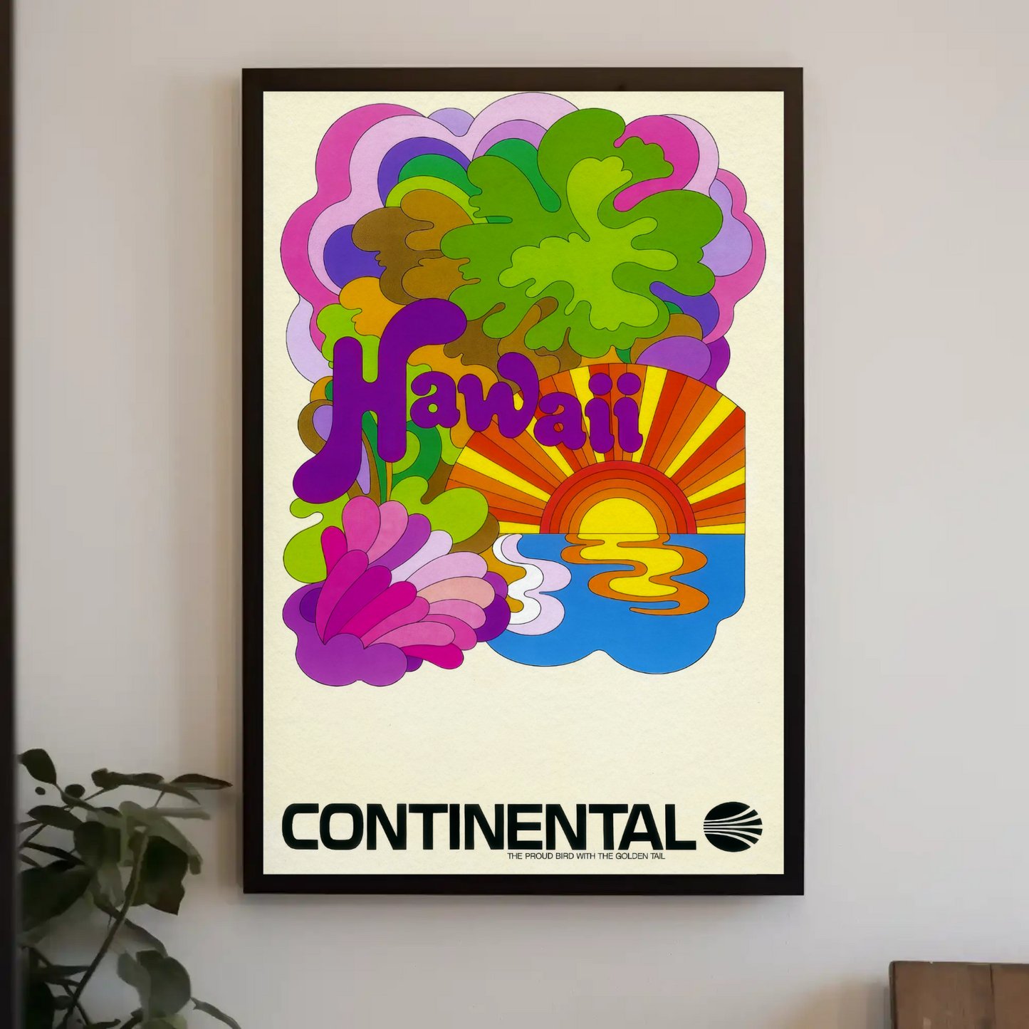 Continental Airlines Hawaii Travel Poster (1960)