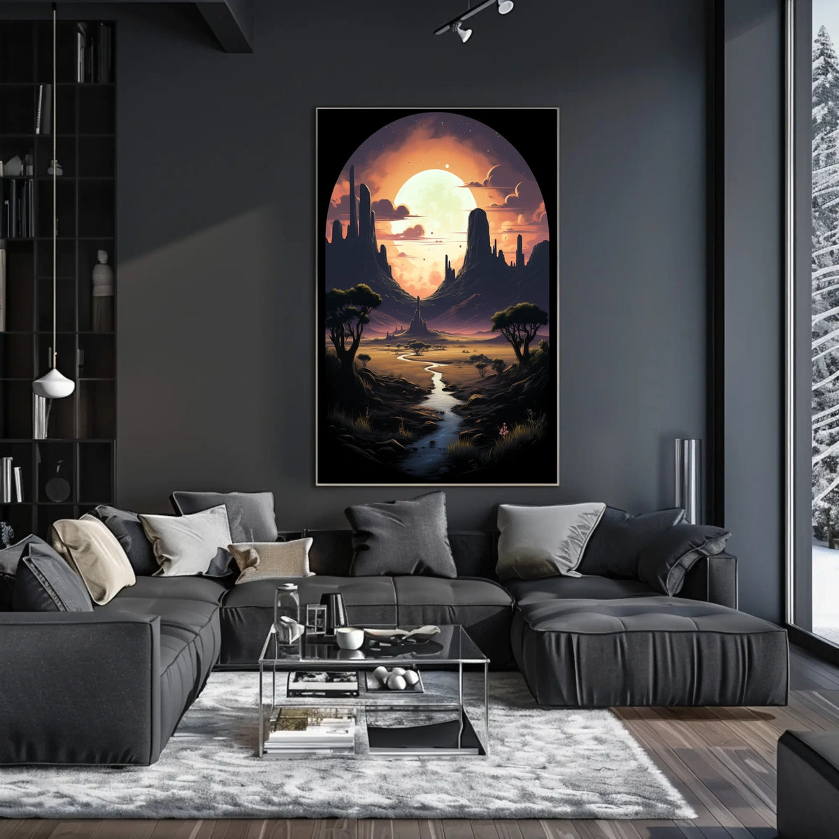 Moonlit Desert Landscape Poster