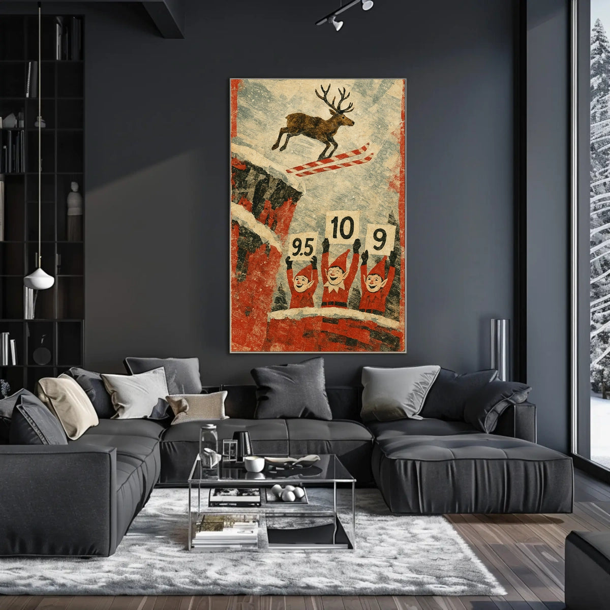 Reindeer Ski Jump Poster