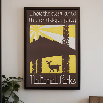 National Parks - Where the Deer and Antelope Play Vintage Travel Poster