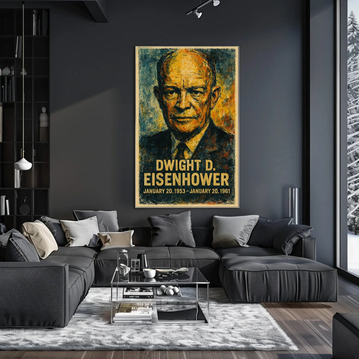 Eisenhower Presidential Portrait Historical Impressionism Vintage Ads Patriotic Collector Poster