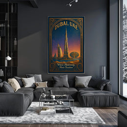 Dubai Skyline Vintage Architecture Modernity Poster