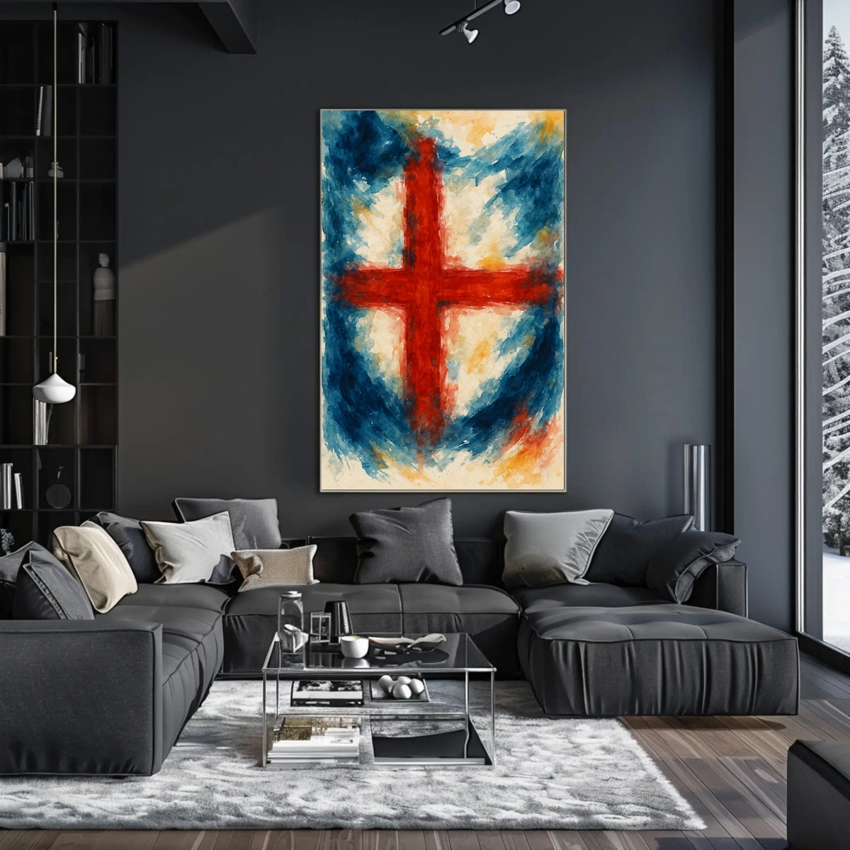 Abstract Cross In Watercolor Abstract Poster