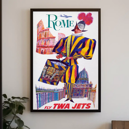 Rome - Fly TWA Jets Vintage Travel Poster