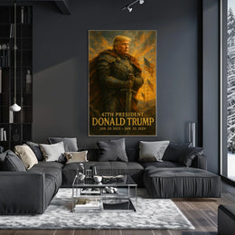 Donald Trump Resolute Defender Knight Armor Digital Painting Patriotic Leadership Poster