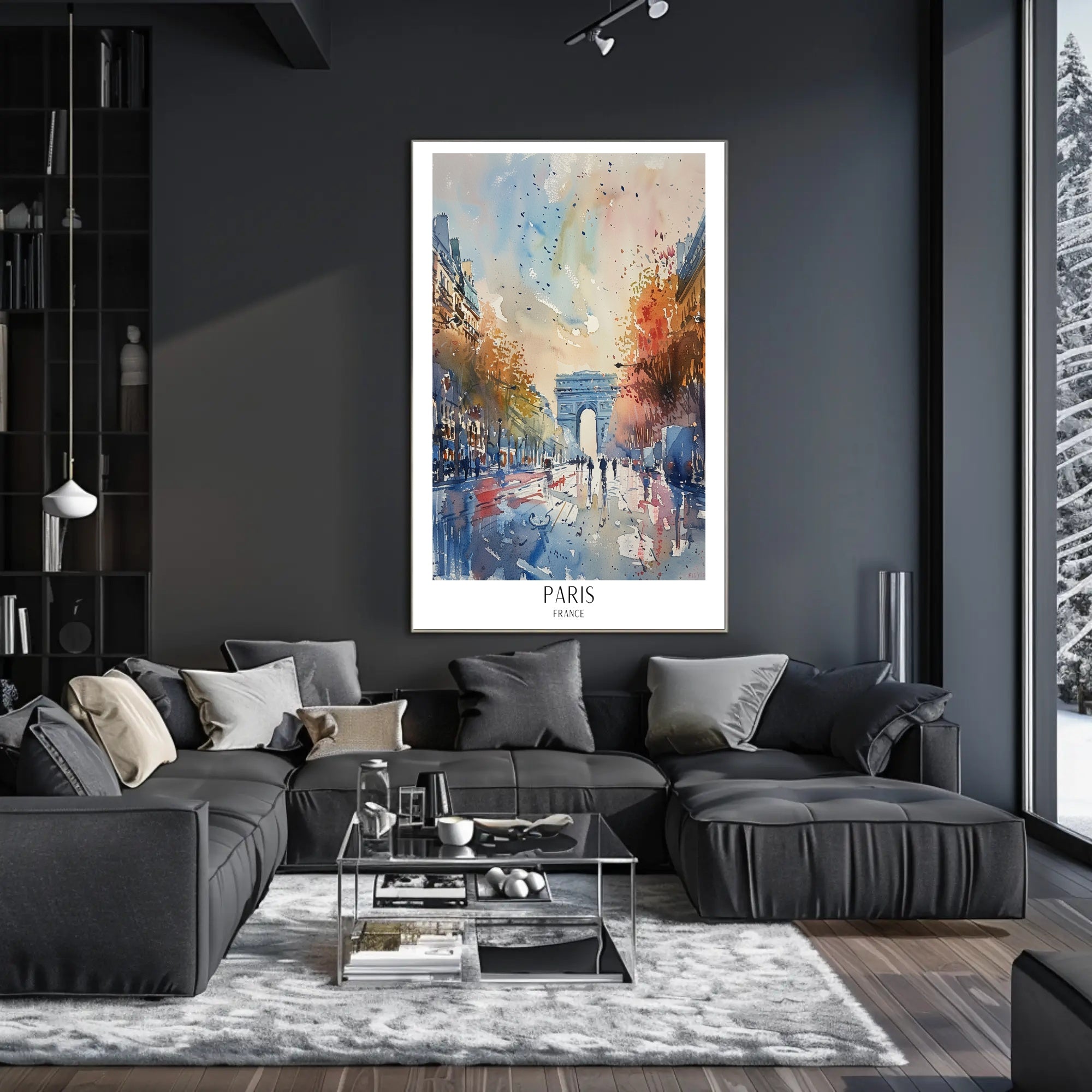 Paris Arc de Triomphe Impressionistic Watercolor Urban or Cityscape Poster PosterGoat