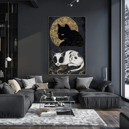 Mystical Cats Moonlight Fantasy or Mythology Poster PosterGoat