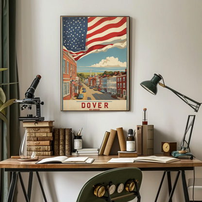 Dover Delaware Americana Main Street Vintage Travel Poster