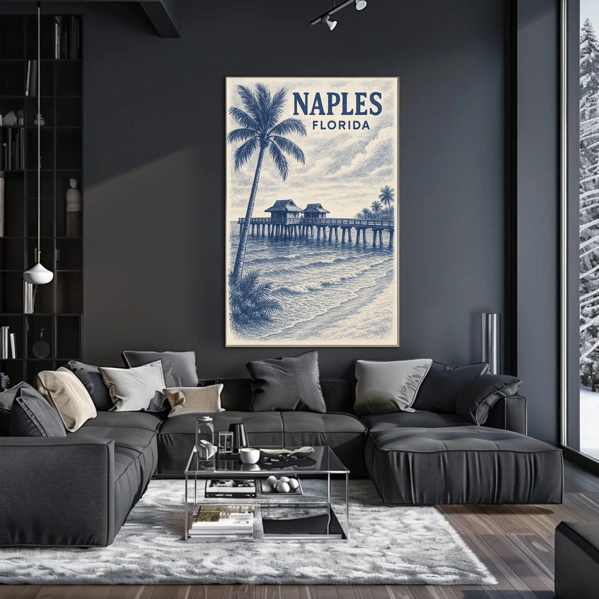 Naples Florida Poster Coastal Wall Art 18x24 Inches