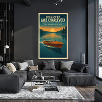 Lake Charlevoix Retro Adventure Exploration Travel Poster