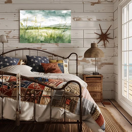 Serene Watercolor Countryside Landscape Poster Art
