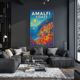 Amalfi Coast Poster Wall Art for Coastal Home Decor