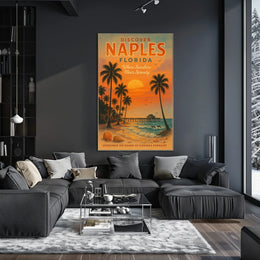 Naples Beach Vintage Travel Poster