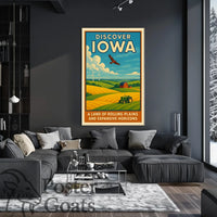 Discover Iowa's Tranquil Beauty: Vintage Travel Poster