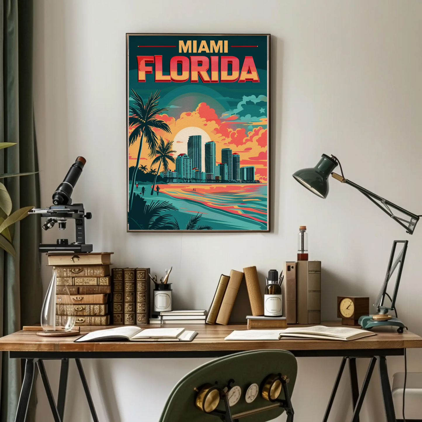 Miami Florida Sunset Vintage Poster