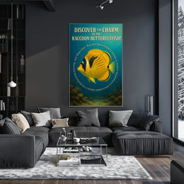 Raccoon Butterflyfish Underwater Artistic Vintage Poster