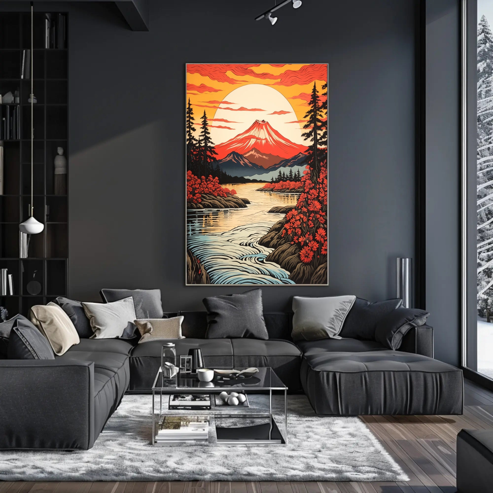 Majestic Mountain Sunset Poster PosterGoat