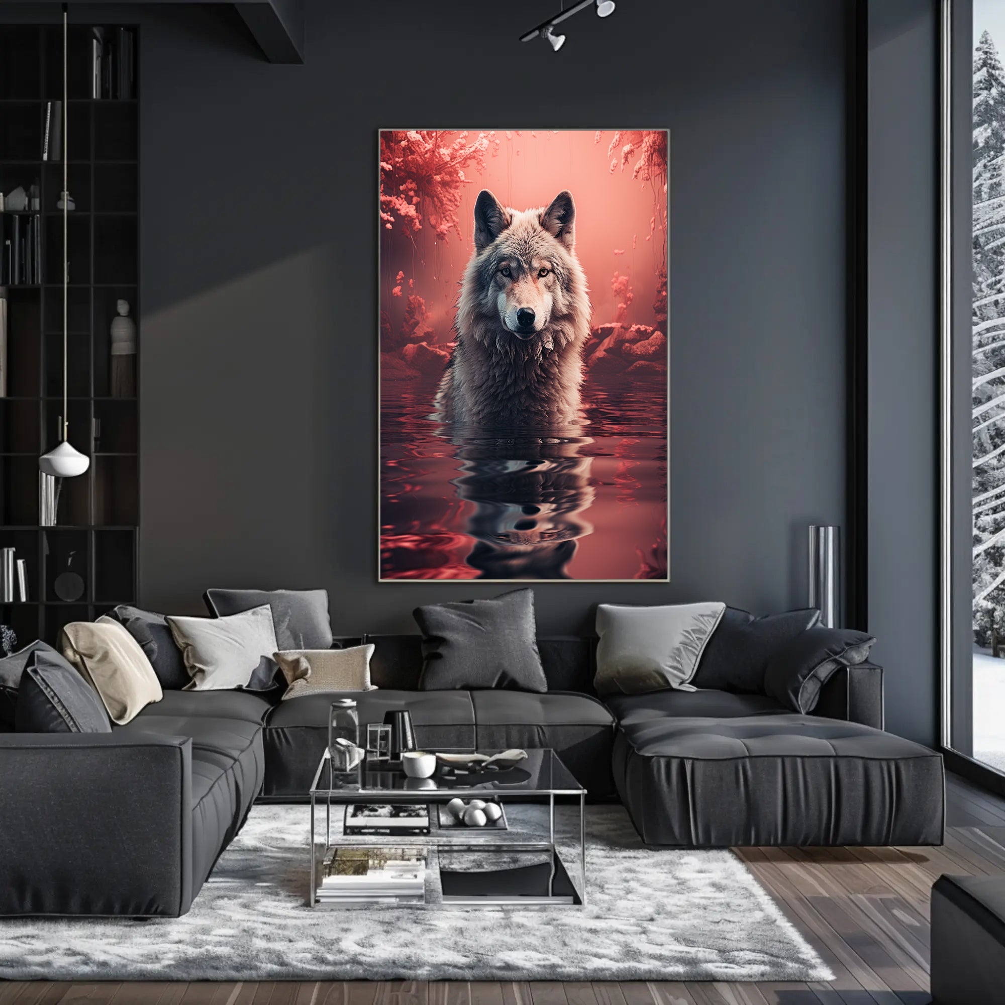 Majestic Wolf In Enchanted Waters Poster PosterGoat