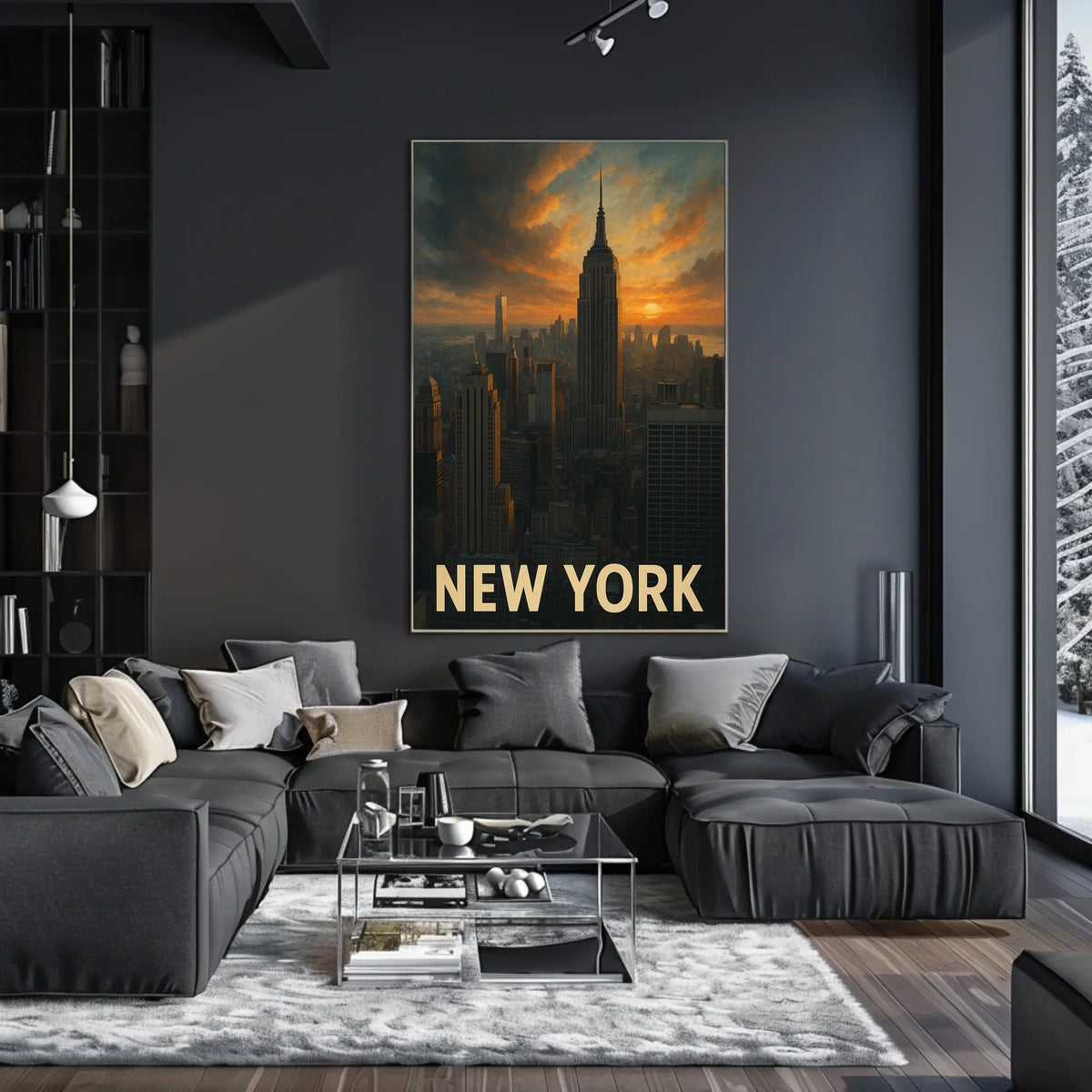 New York Skyline At Sunset Poster