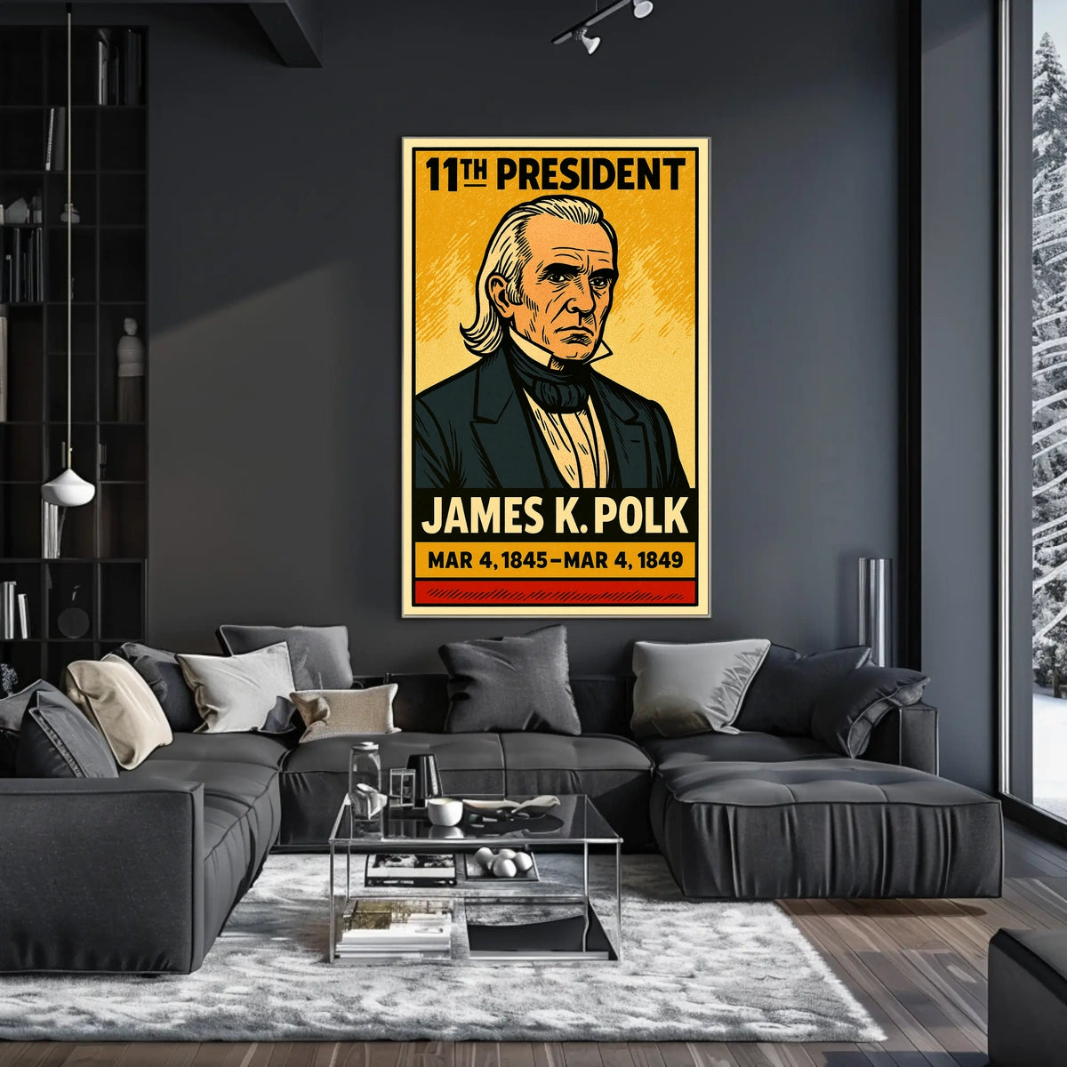 James K. Polk 11th President of the United States Inked Comic Style Poster